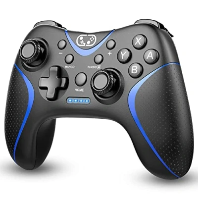 Imagen de Mando Switch Inalambrico para Switch/OLED/Lite,Mandos con Botones Programables,Mando Pro PC Gyro Axis/Doble Vibración/Turbo/Función Wake y Captura de Pantalla,Azul