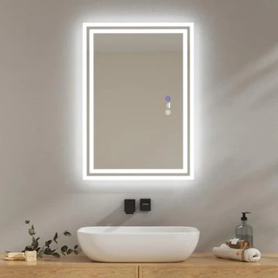 Imagen de EMKE Espejo baño con luz Led, 50x70 cm, de Sensor Movimiento, Antivaho, 3 Colores Regulables, Apagado automático después 1 Hora, IP44, led