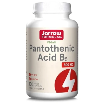 Imagen de Jarrow Formulas, Pantothenic Acid (Ácido Pantoténico), 500mg, Vitamina B5, 100 Cápsulas veganas, Probado en Laboratorio, Sin Gluten, Soja, Vegetariano, No GMO