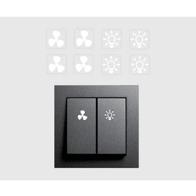 Imagen de Juego de 8 pegatinas para interruptor y ventilador (RP19/3) (14 mm)