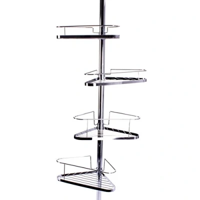 Imagen de MSV Servicio de Ducha telescópico con estanterías, Metal, Plateado, 4 Estantes