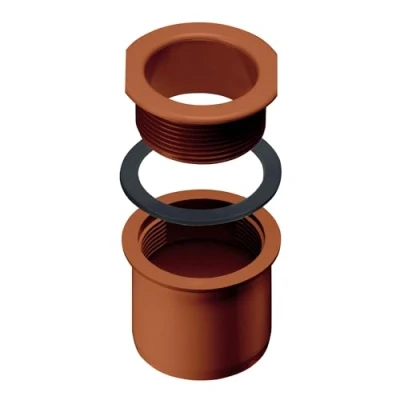 Imagen de INEFA Toma de desagüe atornillable para canalón caja, PVC DN 50 / NW 68marrón Accesorios canalones, fácil instalación,made in Germany