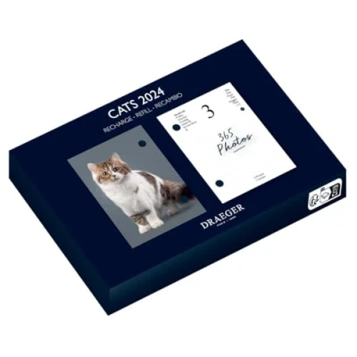Imagen de DRAEGER PARIS Recarga Efemérides Agenda Yvon 2024 gatos enero a diciembre 7 idiomas 366 días hojas fotos de Papel certificado FSC®, Impreso con tintas vegetales