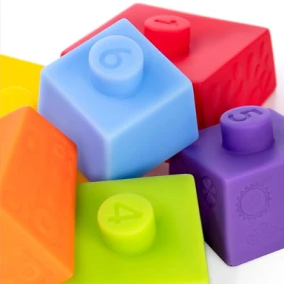 Imagen de FANCY Baby Torre Apilable para Bebés 1 2 3 4 Años Pirámide Sensorial con 6 Piezas de Colores Juguete Educativo PVC Flexible sin BPA