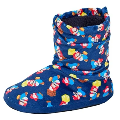 Imagen de Super Mario Pantuflas Nintendo niños y niñas, zapatillas de lana con forro polar para niños, andar por casa, Azul, 28 29 EU