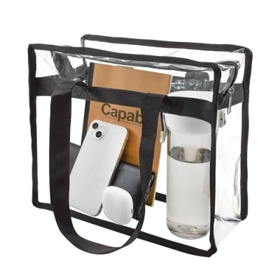 Imagen de Enkrio Bolsa Transparente, Bandoleras para el Gimnasio Estuche de Viaje Portátil Maquillaje Bolso Aseo Transparente Impermeable con Cremallera Baño Vacaciones
