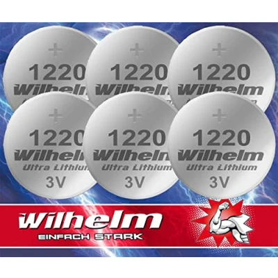 Imagen de 6 pilas de botón CR1220 CR 1220 Wilhelm litio, 3 V, 40 mAh, diámetro 12 x 2,0 mm, DL1220