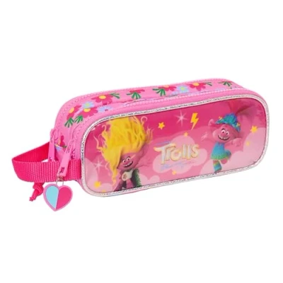 Imagen de Safta Trolls 3 Portatodo Doble Niño, Estuche Infantil, Ideal para Niños en Edad Escolar, Cómodo y Versátil, Calidad Resistencia, 21x6x8 cm, Color Rosa