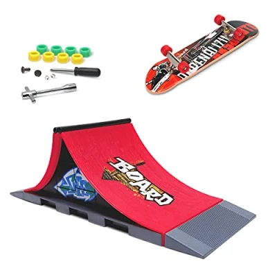 Imagen de KETIEE Finger Skate Park Kit Juego de minimonopatín Dedo con rampa y Otros Accesorios Diapasón Parque Juguete para Niños (A)