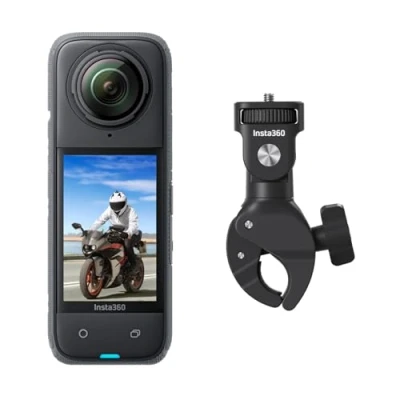 Imagen de Insta360 X4 Paquete de Manillar Motero Cámara acción Impermeable 8K 360, Vídeo 4K Gran Angular, Efecto Selfie Stick Invisible, Protectores Lente Extraíbles, 135 Min Batería, Edición IA