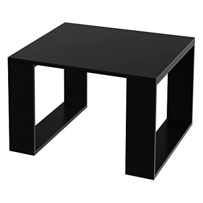 Imagen de ML Design Mesa de Centro 65 x 40 Negra con Patas Trineo Antideslizantes Mesita Cuadrada Robusta Velador Auxiliar Ideal para Salón u Oficina Estilo Elegante y Moderno Consola Té o Café