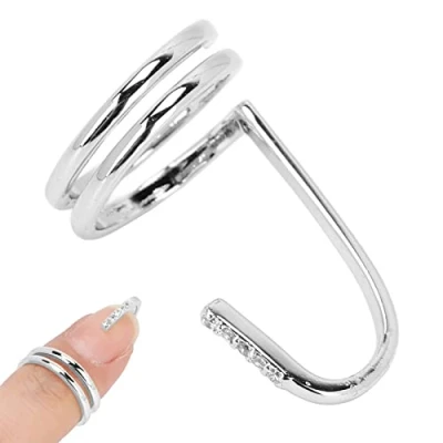 Imagen de Anillos para Uñas con Diseño de Uñas, Anillo Decorativo Joyería Moda la Yema del Dedo, Decoración Damas Accesorios Anillo(3050 platino)
