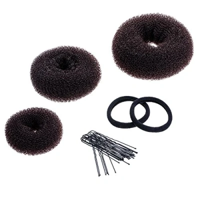 Imagen de 3 Piezas Anillo de Donut Moño Juego para Hacer Incluye Grande, Medio y Pequeño (Marrón)