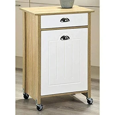 Imagen de Kesper Carrito de Cocina con Cubo la Basura, Madera, Blanco/Beige, 50 x 37 78,5 cm