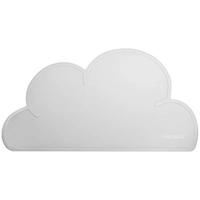 Imagen de Kindsgut Salvamantel Infantil en Forma de Nube, Mantel Individual, Base con diseño y Colores sutiles, sin BPA, Gris Perla