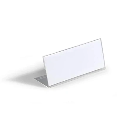 Imagen de Durable 805419 Portanombres de mesa L Stand (acrílico, 61 x 150 mm) 10 piezas, transparente
