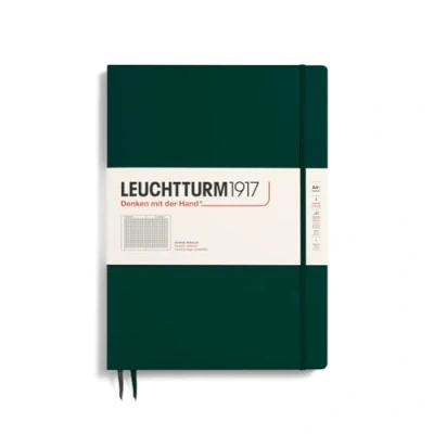Imagen de LEUCHTTURM1917 370274 Libreta Master Slim (A4+) 225 x 315 mm, Tapa Dura, 123 páginas numeradas, Forest Green, Cuadriculada