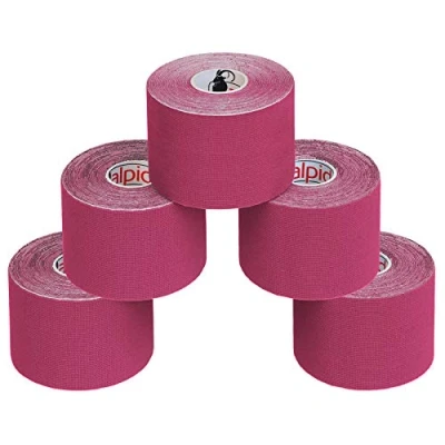 Imagen de ALPIDEX 5 Rollos Cinta Kinesiología Tape m x cm Muchos Colores E Book Ejemplos Aplicación Muscular Sin Látex Transpirable, Color:fucsia