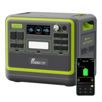 Imagen de FOSSiBOT F2400 Estacion de Energia Portatil, Batería LiFePO4 2048 Wh, 3 Tomas CA para un Total 2400W Potencia (4800W Pico), Generador Solar Portatil Camping, Viajes