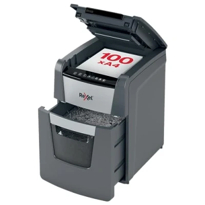 Imagen de Rexel Optimum Autofeed Destructora de Papel Alimentación Automática y Microcorte P5, 100 Hojas, Papelera Extraíble 34 Litros, 2020100M