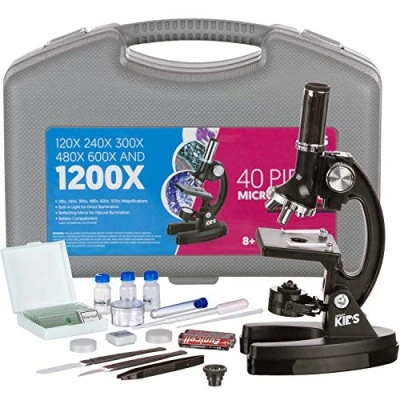 Imagen de AmScope 120X 1200X 48 pc Kids Beginner Microscope Kit with Accessories + Storage Case