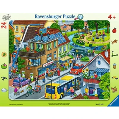 Imagen de RAVENSBURGER PUZZLE Infantil con Marco (24 Piezas, para niños a Partir de 4 años), diseño Ciudad Verde, 32.5 x 24.5 cm (05245)