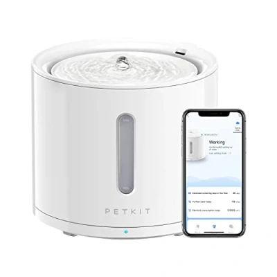 Imagen de PETKIT EVERSWEET Fuente para Gatos 2L, Bomba Inalámbrica, Control de App, Bebedero Automatico, Ultrasilencioso, 3 Flujos Agua, Filtro Triple, Ventana Nivel Luz Led
