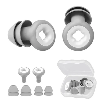 Imagen de Tapones para los Oídos con Reducción de ruido Dormir Reutilizables Contra el Silicona Lavables, Antiruido (gris)