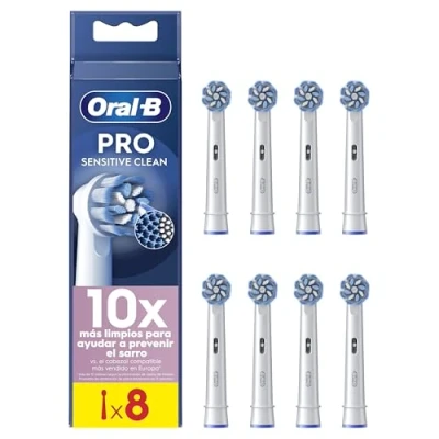 Imagen de Oral B Pro Sensitive Clean Recambios para Cepillo de Dientes Eléctrico, Pack 8 Cabezales, Blanco Originales