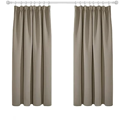 Imagen de Deconovo Cortinas Dormitorio Moderno Fruncidas Blackout Curtain Suave para Ventanas de Habitación Juvenil con Bolsillos Juego 2 Paneles 168 x 138 cm Caqui