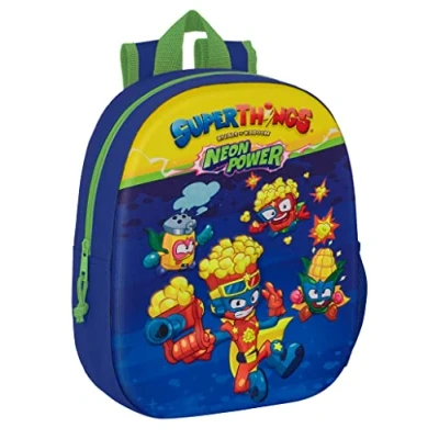 Imagen de SUPERZINGS Mochila Escolar, con Diseño 3D, Adaptable a Carro, Ideal para Niños de Diferentes Edades, Cómoda y Versátil, Calidad Resistencia, 27x10x33 cm, Color Azul/multicolor