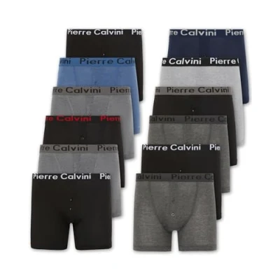 Imagen de Pierre Calvini Button Fly, Bóxer Hombre, Multicolore (Azul/Negro/Gris), Paquete de 12, L