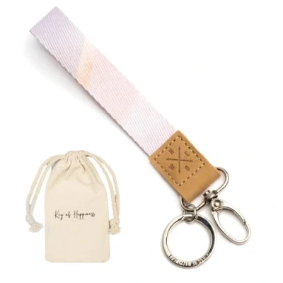 Imagen de Things of Happiness cordón corto llavero y mosquetón para mujer ella elegante pequeño regalo cumpleaños, San Valentín, Navidad (rosa/oro)