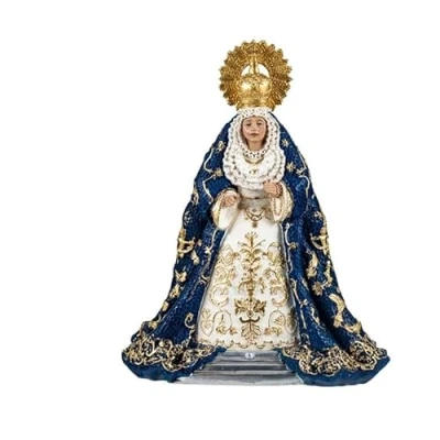 Imagen de DRW Virgen de la Macarena Azul Reina y Señora Sevilla Resina Pintada a Mano 12x10x15 cm