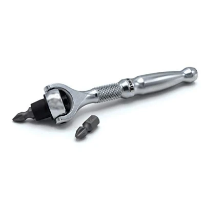 Imagen de Titan 11318 1/4 pulgadas x 4 90 dientes cabeza giratoria Micro trinquete Bit Driver Plata