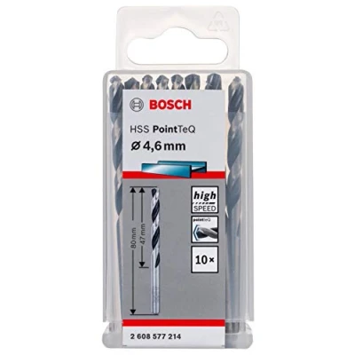 Imagen de Bosch Professional 10 brocas helicoidales HSS PointTeQ, para metal, 4.6 x 47 80 mm, accesorio de taladro