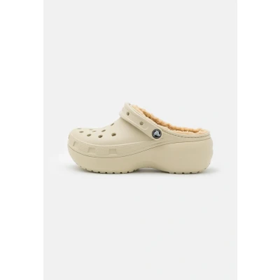 Imagen de Crocs Classic Platform Lined Pantuflas, Mujer, Talla: 34/35, Bone Fibra sintética