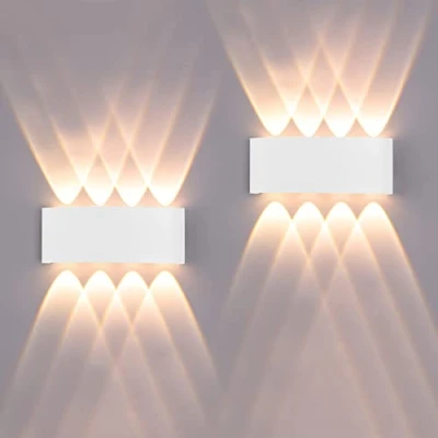 Imagen de FUPE 2 Piezas lámparas de pared Exterior/Interior LED Aplique 16W 1600LM ip65 impermeables up and down aluminio modernas que brillan arriba y abajo(blanca 3000k luz cálida)