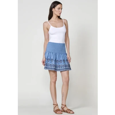 Imagen de Falda Corta Efecto Denim Azul para Mujer