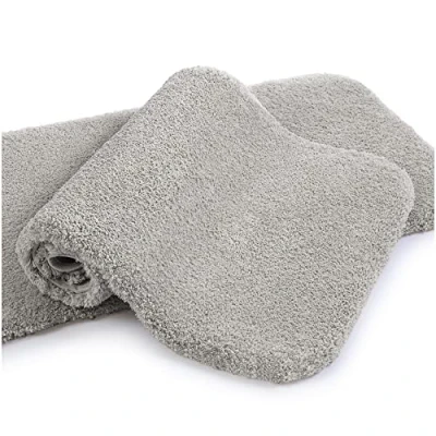 Imagen de VANZAVANZU Alfombra de Baño 2 Piezas Antideslizante Alfombrilla Espesa Absorbente Ducha Ultra Suave Alfombrillas para Mullido Microfibra 50 x 80cm (Gris Claro)
