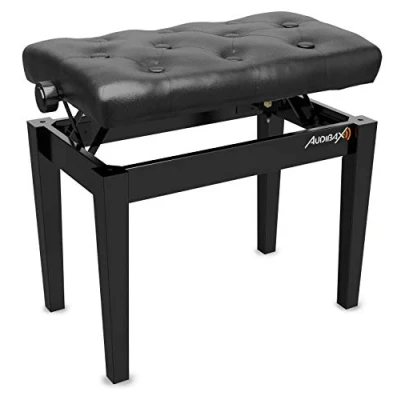 Imagen de Audibax KB500B Banqueta para Piano o Teclado Banco Plegable de Gran Resistencia Ajustable en Altura 47 a 55,5 cm Taburete Acolchado Fabricado Madera