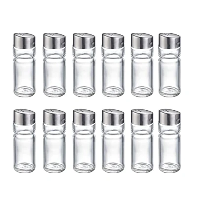 Imagen de Westmark Salero universal, 12 piezas, Capacidad: 40 ml cada una, Vidrio/acero inoxidable, Wien, Plata/transparente, 650722E2