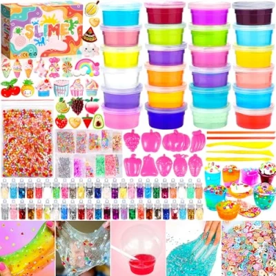 Imagen de Purpledi Suministros de Slime Claro Cristal DIY con 24 Colores, Kit Set Manualidades, Juego para niños (B)