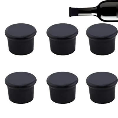 Imagen de Tapones de silicona para botellas vino, 6 unidades, reutilizables, champán, cerveza, corchos tapas
