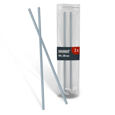 Imagen de HELPMATE varilla roscada M8 x 330 mm de acero inoxidable A2 2 piezas métrica completa Tornillo DIN 976 plata