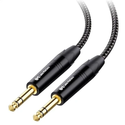 Imagen de Cable Matters Premium trenzado balanceado 6,35 mm TRS 3m, a de guitarra, Jack Guitar Lead,