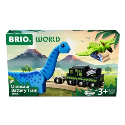 Imagen de BRIO Tren de Dinosaurios a Pilas, Juguete eléctrico, Madera, Juguetes niños 3 años, Compatible con Otros Sets, Set construcción 4 Piezas