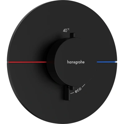 Imagen de hansgrohe ShowerSelect Comfort S, termostato empotrado , grifo con botón de seguridad (SafetyStop) a 40 C, redondo para ducha y bañera, mezclador 3 funciones, negro mate