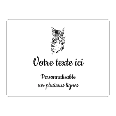 Imagen de Mygoodprice Placa grabada funeraria, diseño de ángel con libro autoadhesivo, 20 x 15 cm, personalizada, 1 a 3 líneas, color blanco