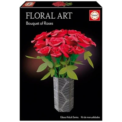 Imagen de Educa Ramo de Rosas Floral Art Kit Manualidades para Crear 12 Papel sin Pegamento ni Tijeras Flores y Regalos San Valentín A partir 14 años (20139)